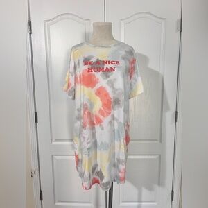 Secret Treasures‎ "Be A Nice Human" Tie Dye Night Shirt Dress - sz S/M